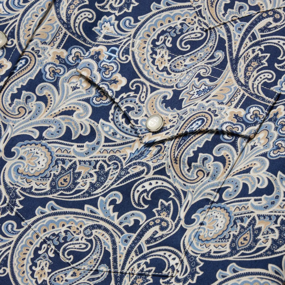 Stetson Greenspring Paisley Short Sleeve Western Shirt Blue