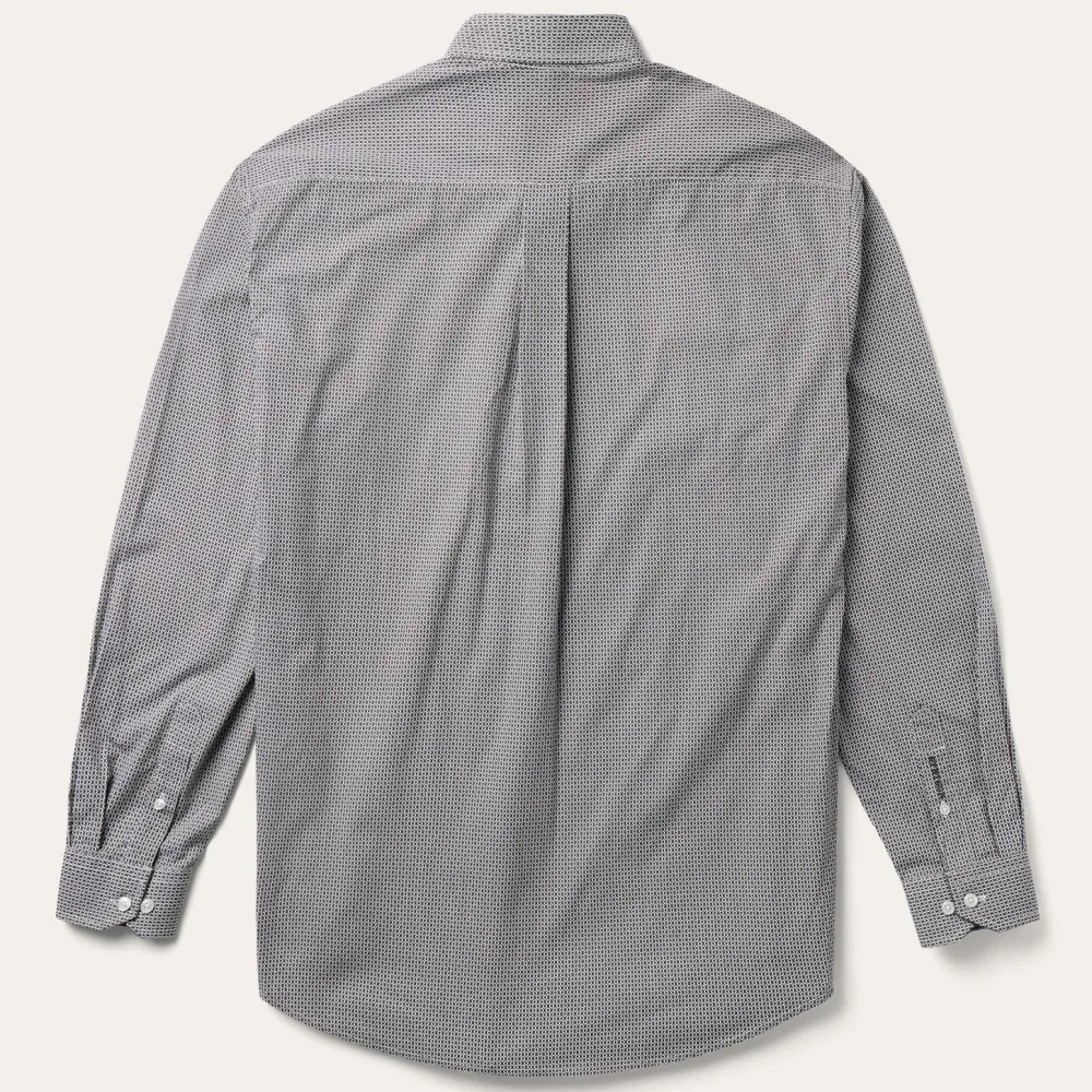 Stetson Geo Print Button Front Shirt Grey New