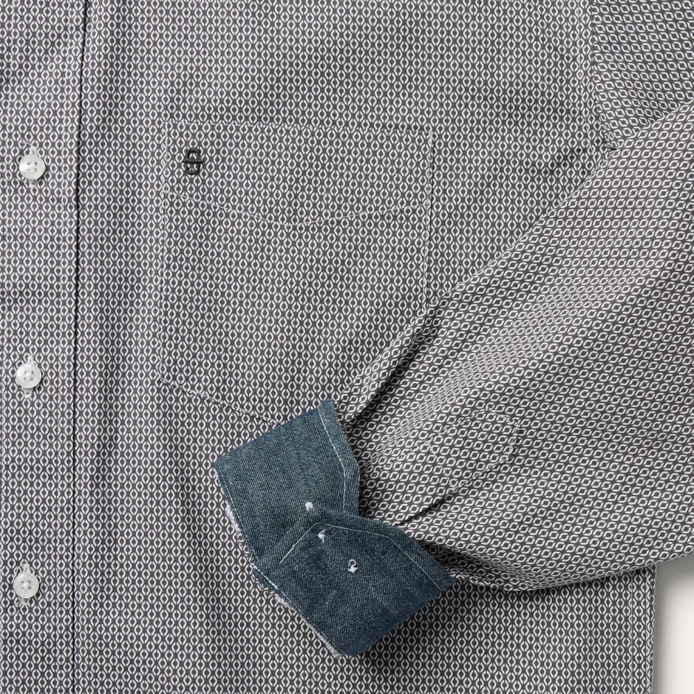 Stetson Geo Print Button Front Shirt Grey New