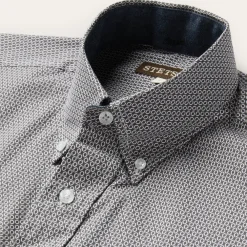 Stetson Geo Print Button Front Shirt Grey
