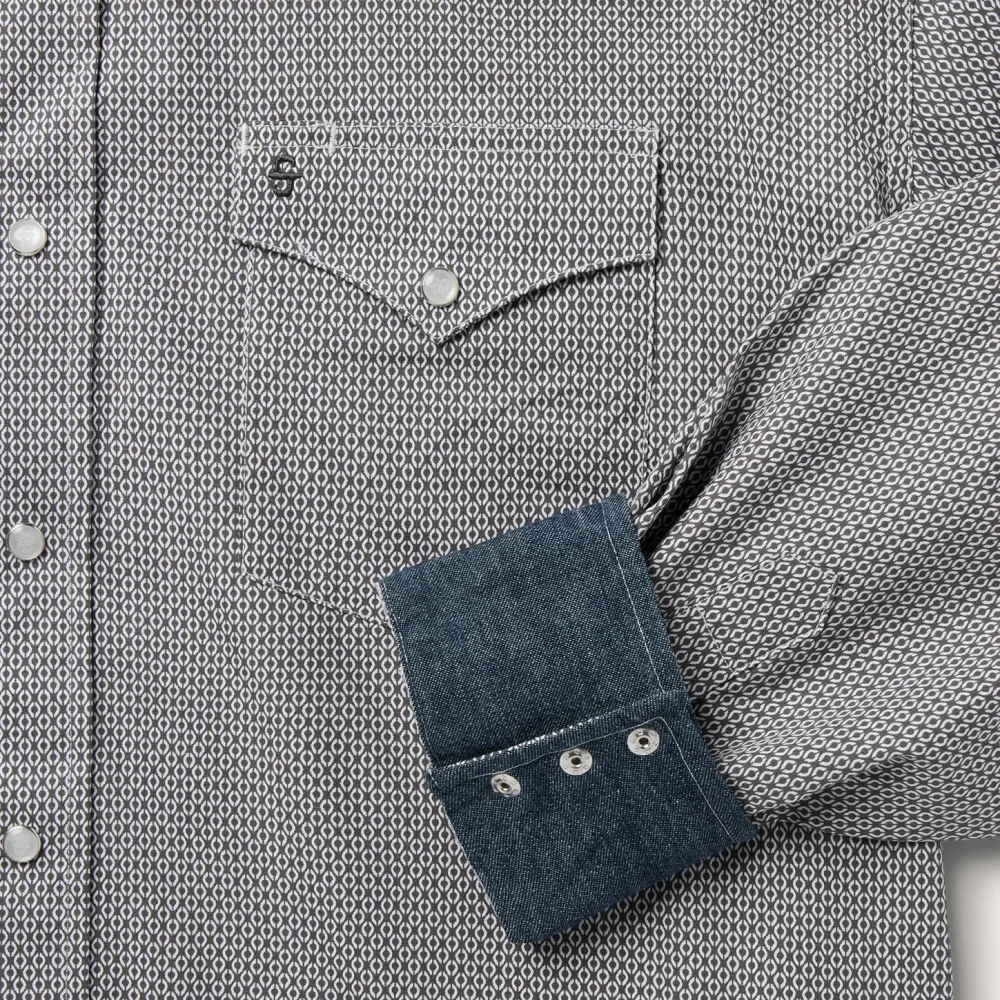 Stetson Geo Print Western Shirt Grey New