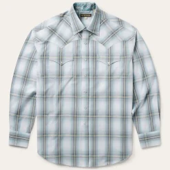 Stetson Sky Ombre Plaid Western Shirt Grey Outlet