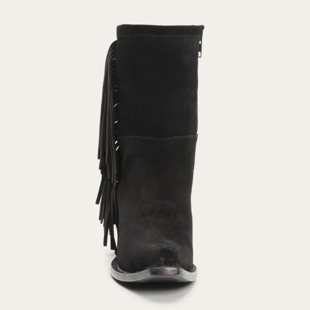 Stetson Halle Suede Fringe Side Zip Boot Black Sale
