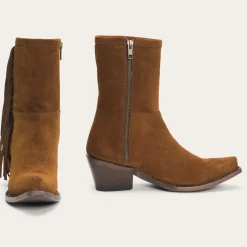 Stetson Halle Suede Fringe Side Zip Boot Brown Outlet