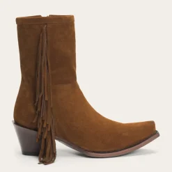 Stetson Halle Suede Fringe Side Zip Boot Brown Outlet