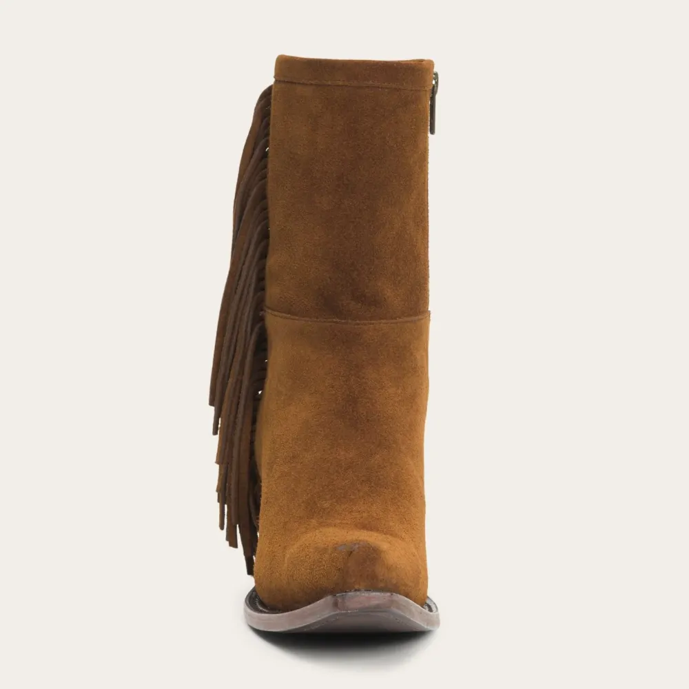 Stetson Halle Suede Fringe Side Zip Boot Brown Discount