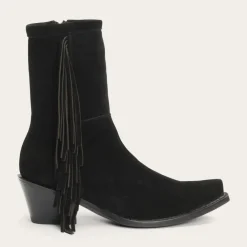 Stetson Halle Suede Fringe Side Zip Boot Black Hot
