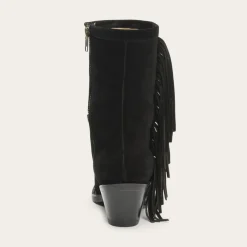 Stetson Halle Suede Fringe Side Zip Boot Black Hot