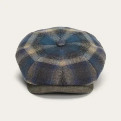 Stetson Hatteras Virgin Wool Cap Blue/Beige Check Outlet