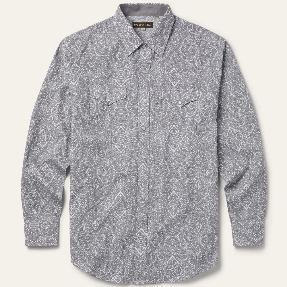 Stetson Highland Paisley Snap-Front Shirt Grey Sale