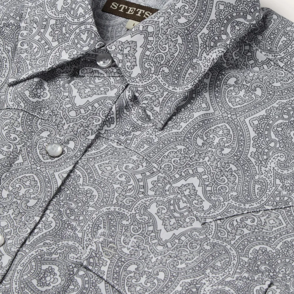 Stetson Highland Paisley Snap-Front Shirt Grey Discount
