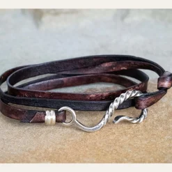 Stetson Hook Leather Bracelet Brown Leather Hot