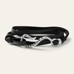 Stetson Hook Leather Bracelet Black Leather Best