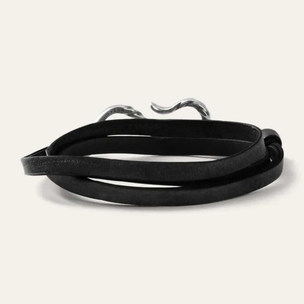 Stetson Hook Leather Bracelet Black Leather Best