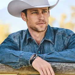 Stetson Hook Leather Bracelet Black Leather Outlet