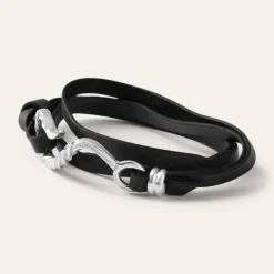 Stetson Hook Leather Bracelet Black Leather Outlet