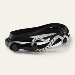 Stetson Hook Leather Bracelet Black Leather Outlet