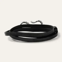 Stetson Hook Leather Bracelet Black Leather Outlet