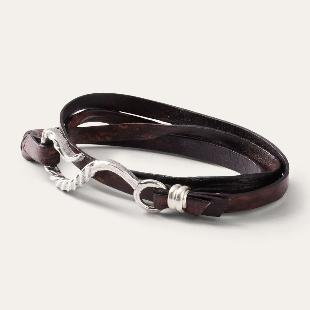 Stetson Hook Leather Bracelet Brown Leather Online