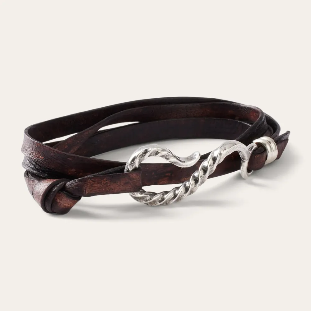 Stetson Hook Leather Bracelet Brown Leather Online