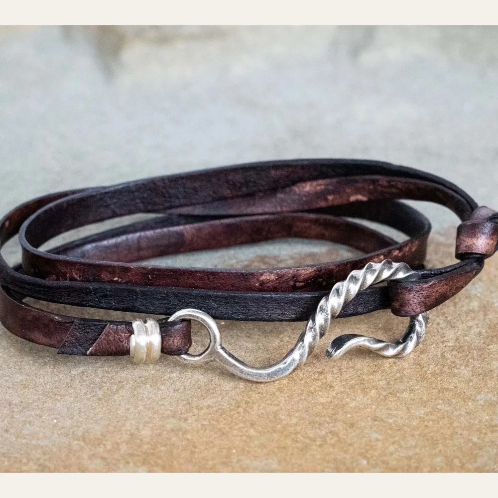 Stetson Hook Leather Bracelet Brown Leather Online