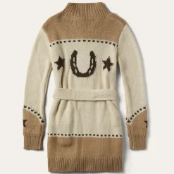 Stetson Horseshoe Star Belted Cardigan White New