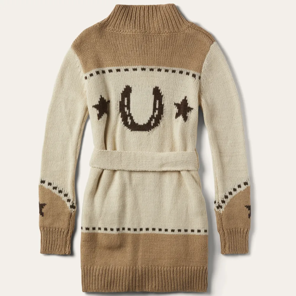 Stetson Horseshoe Star Belted Cardigan White New