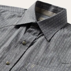 Stetson Horseshoe Stripe Print Shirt Grey Hot