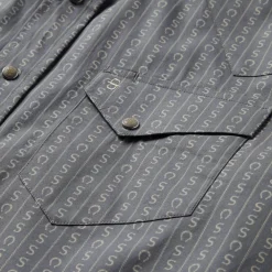 Stetson Horseshoe Stripe Print Shirt Grey Hot