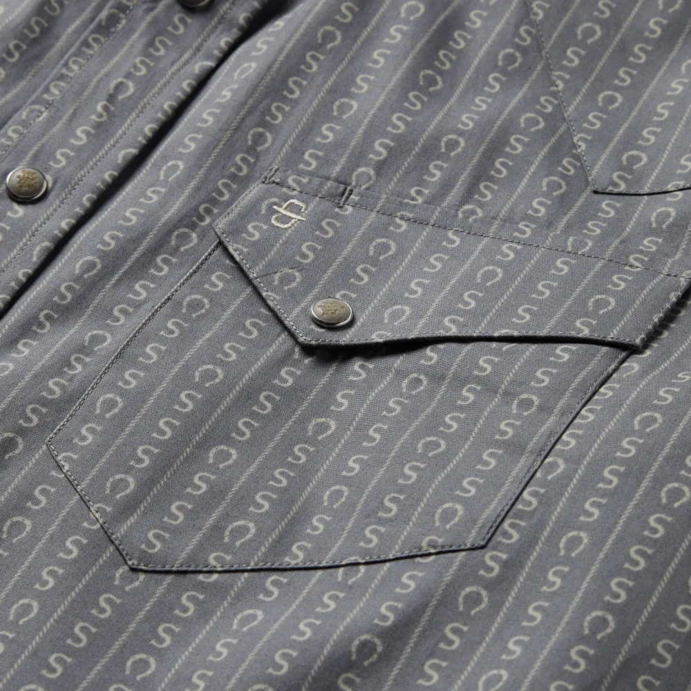 Stetson Horseshoe Stripe Print Shirt Grey Hot