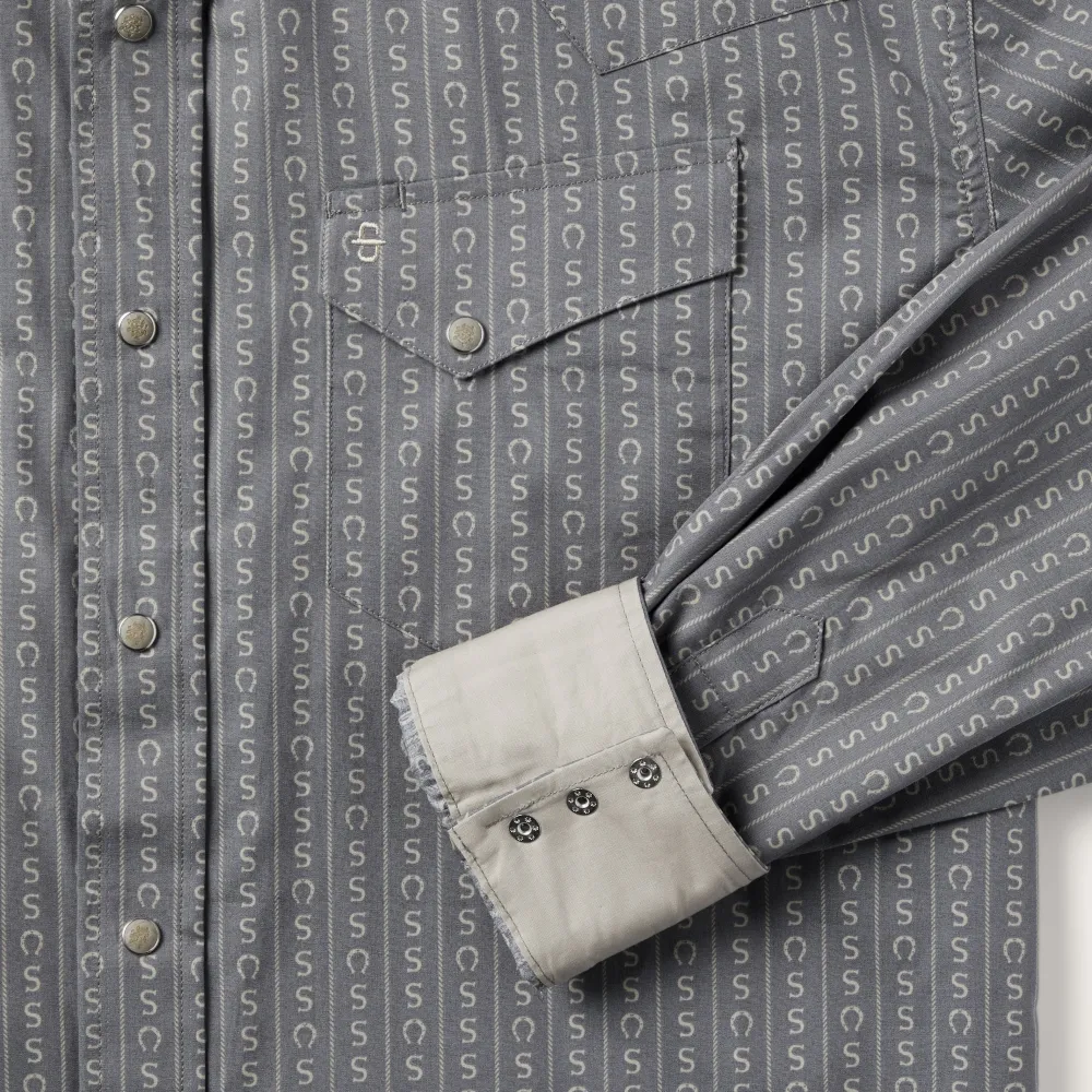 Stetson Horseshoe Stripe Print Shirt Grey Hot