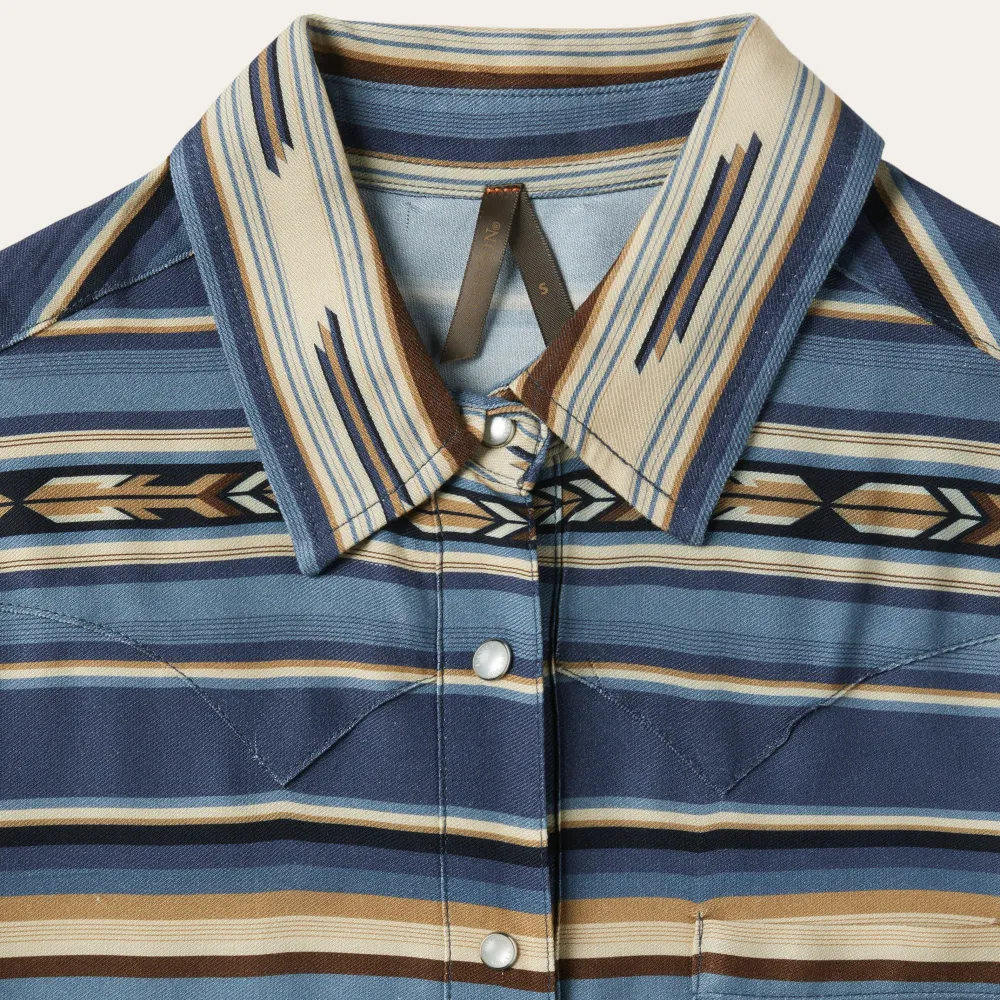 Stetson Indigo Serape Print Shirt Blue New