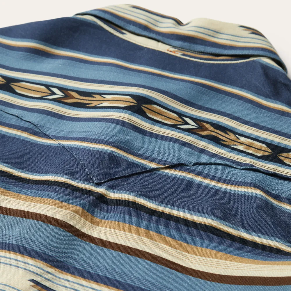 Stetson Indigo Serape Print Shirt Blue New