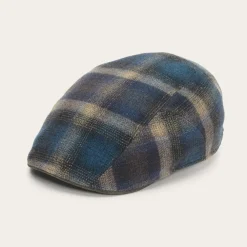 Stetson Ivy Virgin Wool Cap Blue Beige Check New