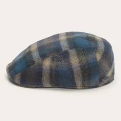 Stetson Ivy Virgin Wool Cap Blue Beige Check New