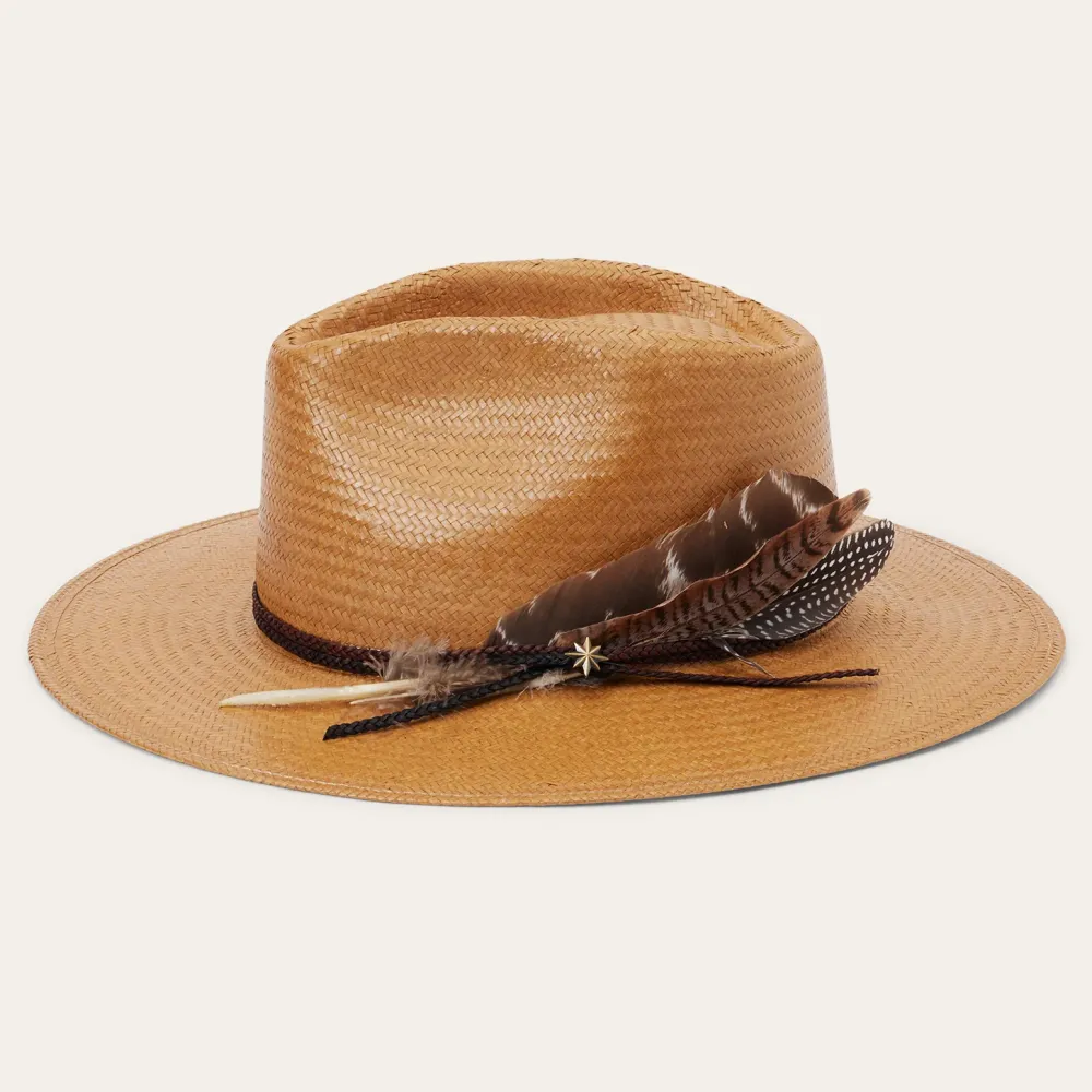 Stetson Juno Shantung Straw Fedora Sand New
