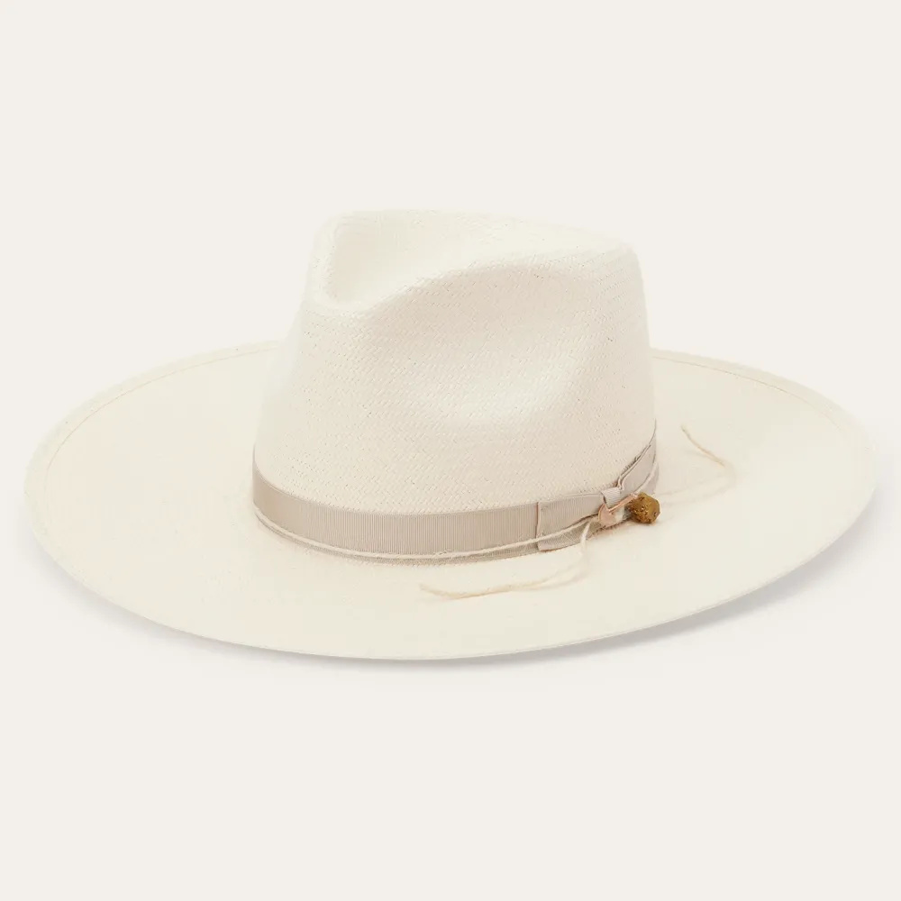 Stetson JW Marshall Straw Flat Brim Hat Natural Discount