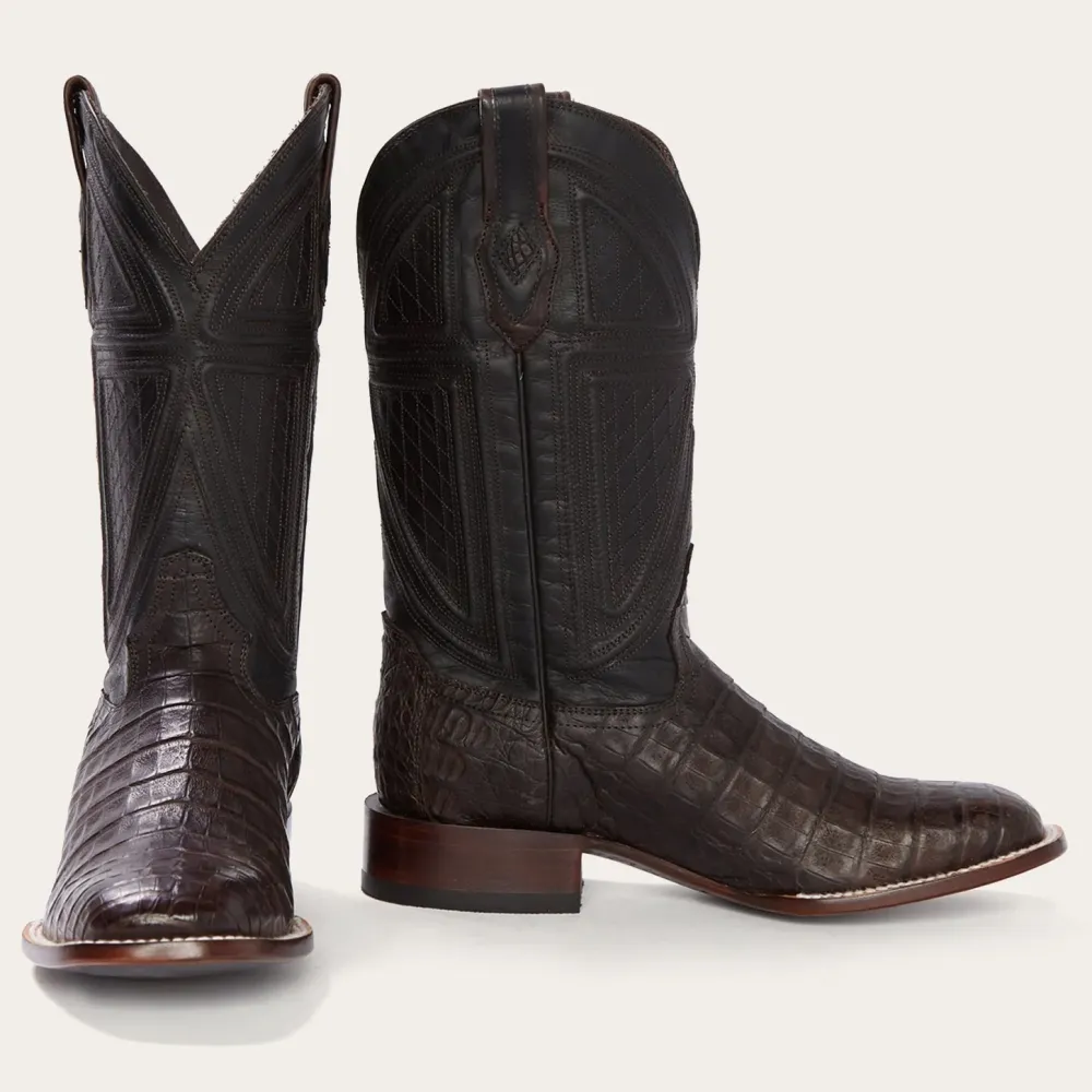 Stetson Kaycee Caiman Belly Cowboy Boot Brown New