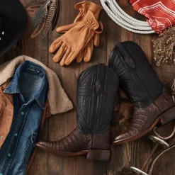 Stetson Kaycee Caiman Belly Cowboy Boot Brown Outlet