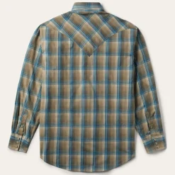 Stetson Khaki Ombre Plaid Shirt Brown Clearance