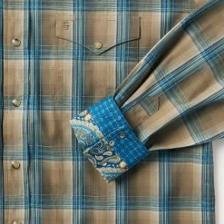 Stetson Khaki Ombre Plaid Shirt Brown Outlet
