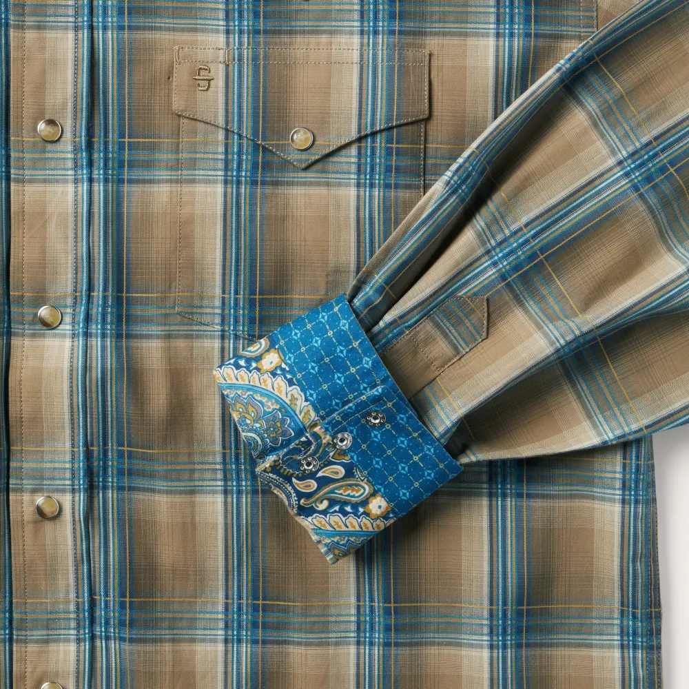 Stetson Khaki Ombre Plaid Shirt Brown Outlet