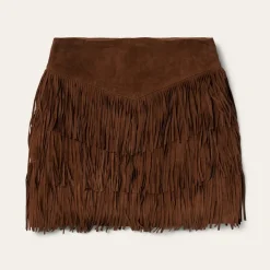 Stetson Lamb Suede Fringe Mini Skirt Brown Best