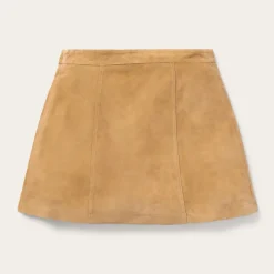 Stetson Lamb Suede Gored Skirt Brown New