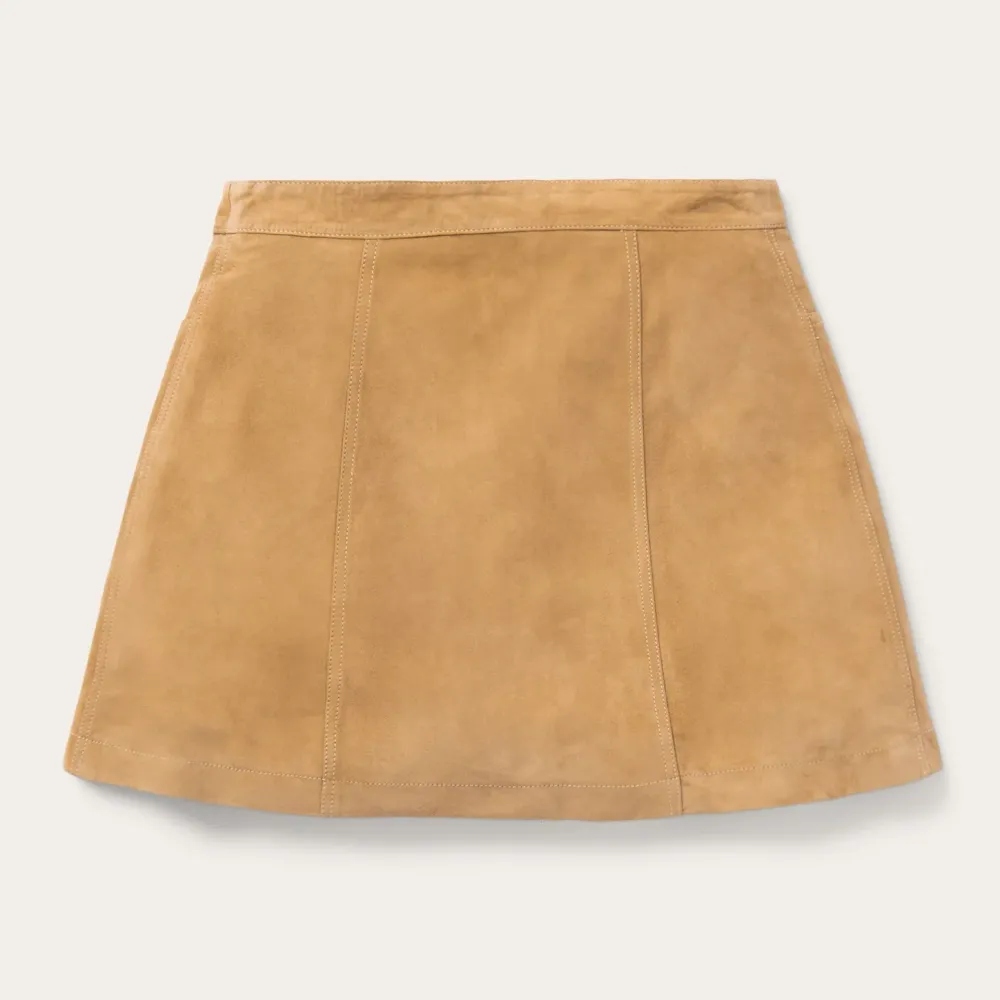 Stetson Lamb Suede Gored Skirt Brown New