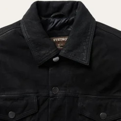 Stetson Leather Jean Jacket Black Discount