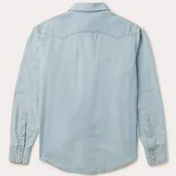 Stetson Light Denim Western Shirt Blue Outlet