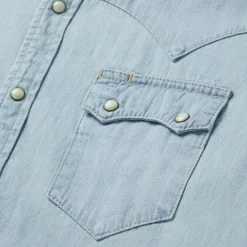 Stetson Light Denim Western Shirt Blue Outlet