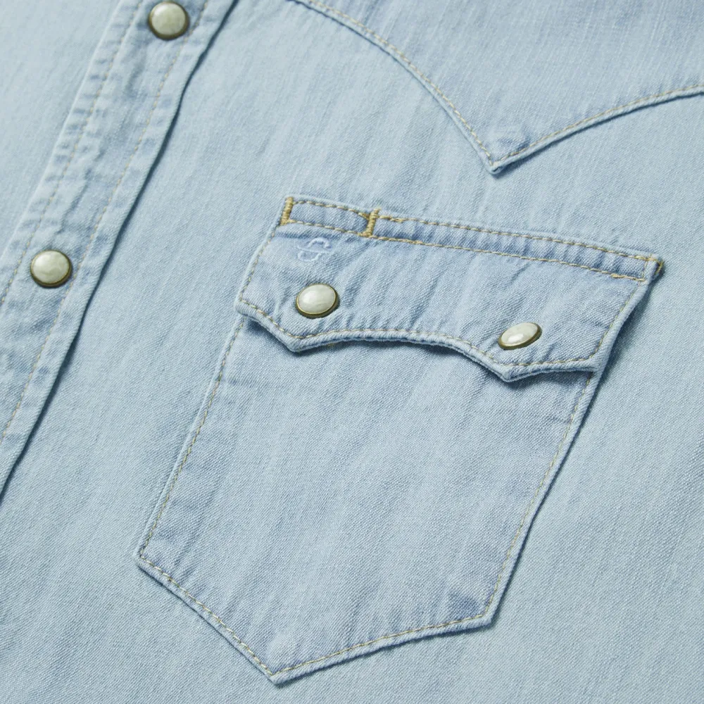 Stetson Light Denim Western Shirt Blue Outlet