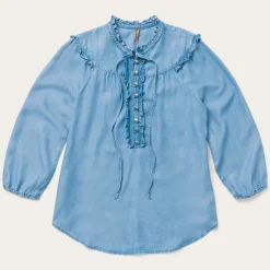 Stetson Lightweight Denim Peasant Blouse Blue Sale